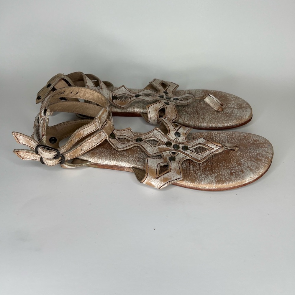 bed stu gladiator sandals Women Size 6B Washed Brown Leather Buckle